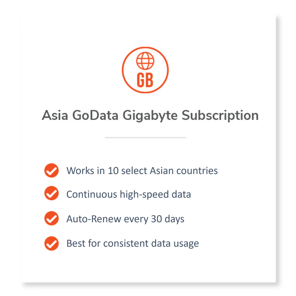 Asia GoData Gigabyte Subscription: 1 Month