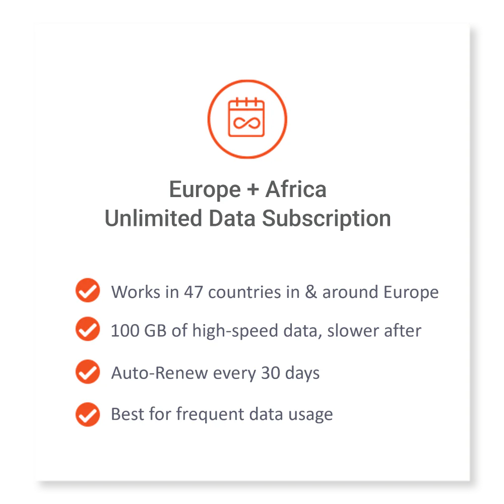 Europe + Africa Unlimited Subscription